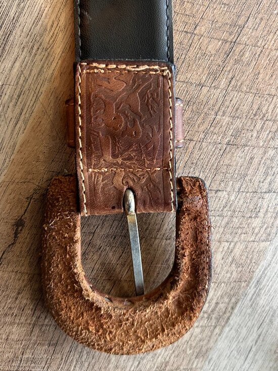 Vintage Lord & Taylor Italian Leather Belt Safari Animal Embossed Western Boho main image 4